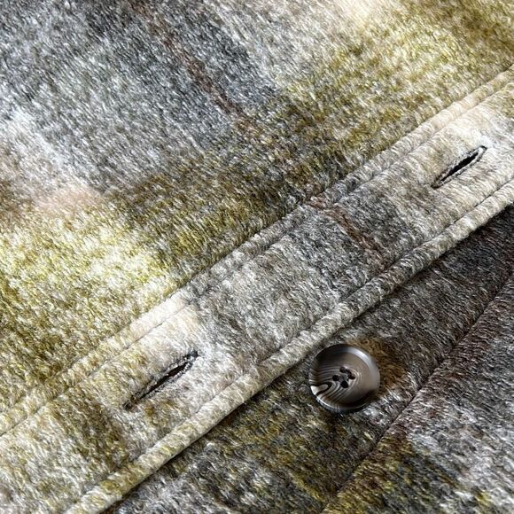 Joie Long Fleece Green Plaid Coat Dress with Pockets Medium - Picture 11 of 12